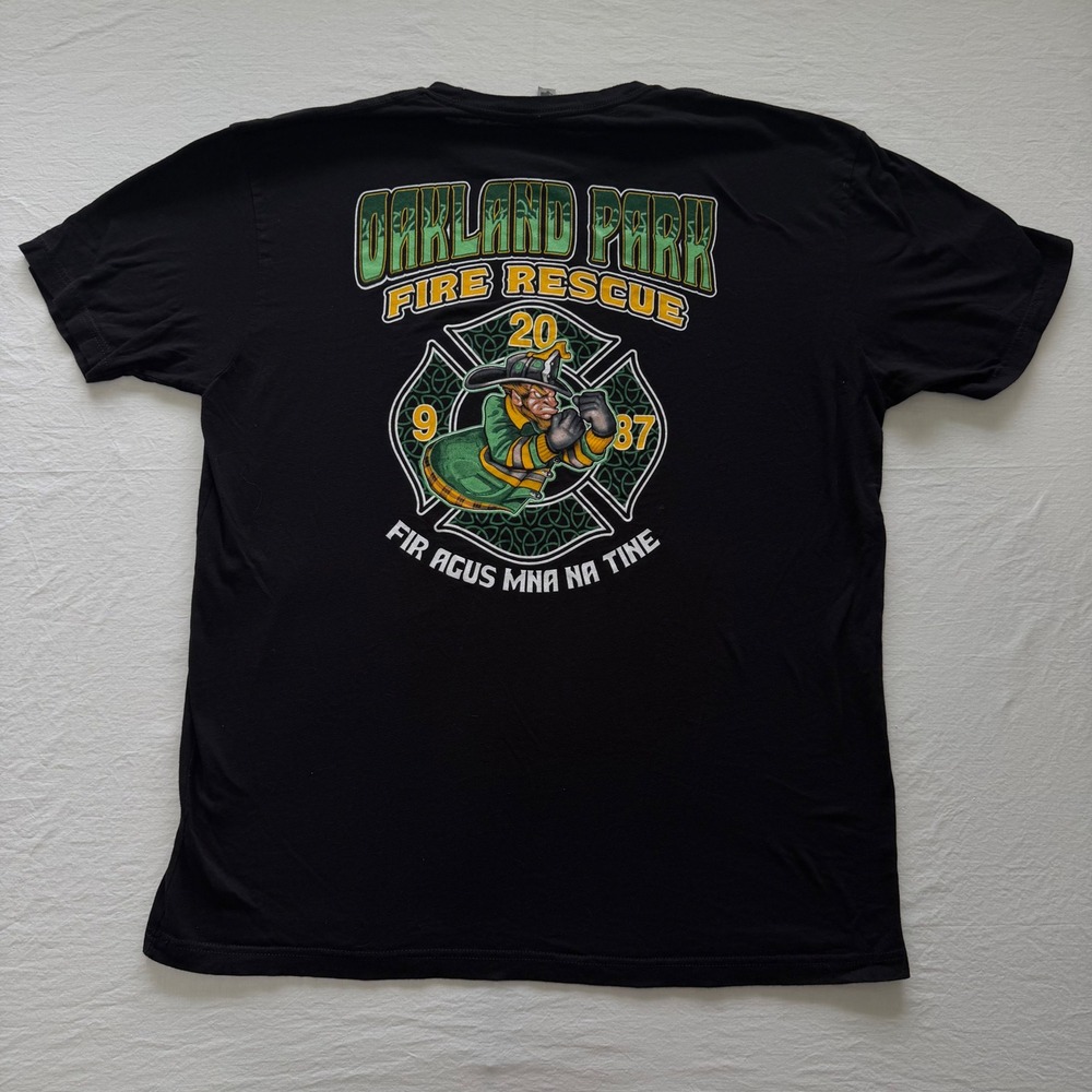 Oakland Park Fire Rescue Shirt Mens XL Black St Patricks Day Leprechaun Graphic